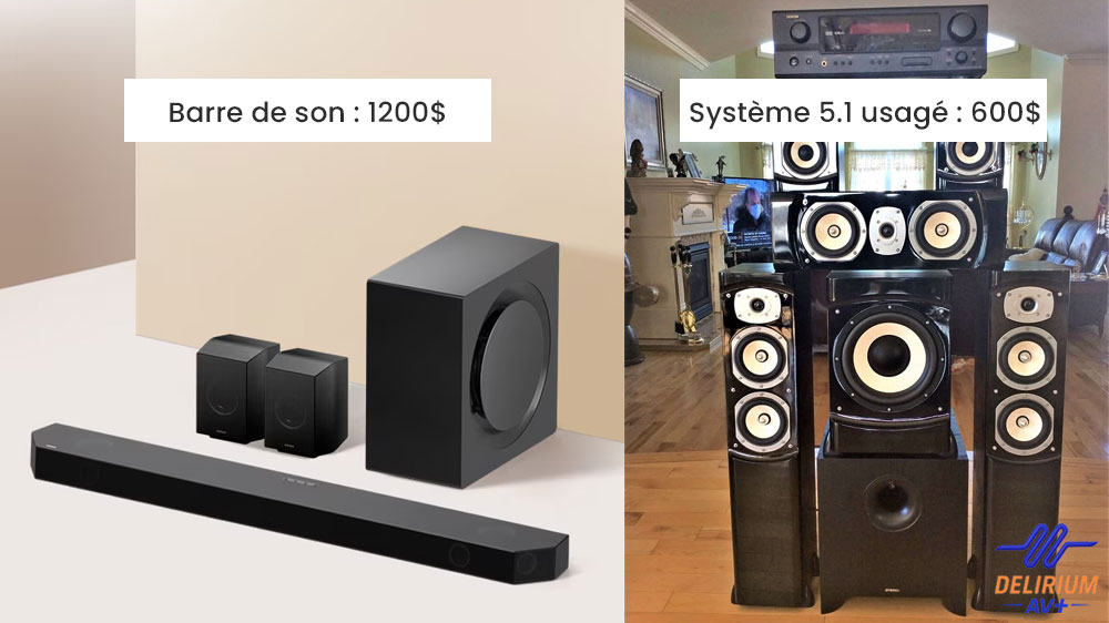 Comparatif d'une barre de son Atmos vs un système 5.1 usagé.