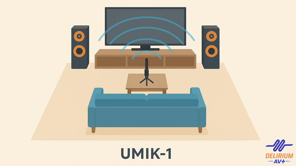 Positionnement du UMIK-1 pour la calibration.