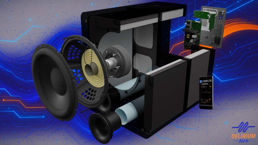 Subwoofer bass-reflex en vue éclatée.